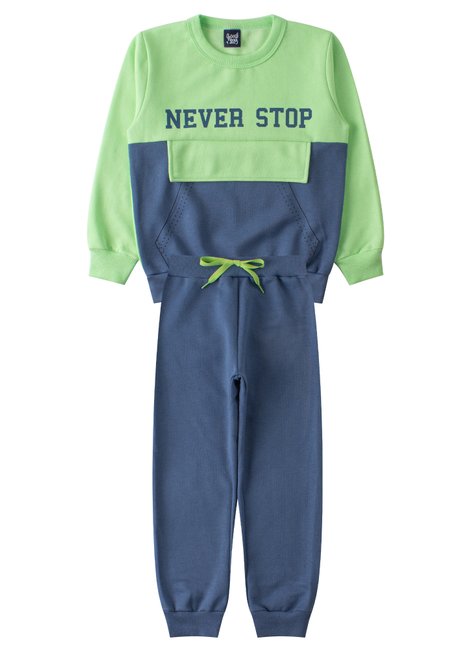 conjunto infantil masculino moletom peluciado never stop good boy 6