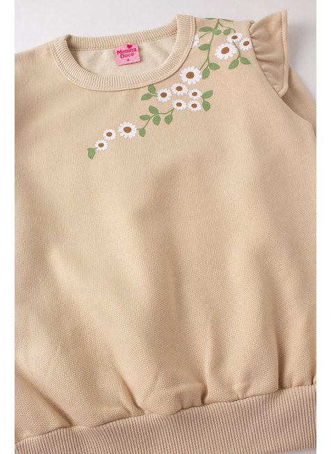 conjunto infantil feminino moletom peluciado florzinha menina doce 14
