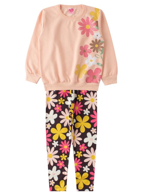 conjunto infantil feminino moletom peluciadosuplex sublimado peluciado flores menina doce 6