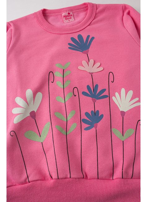 conjunto infantil feminino moletom peluciado florzinhas menina doce 4 copia