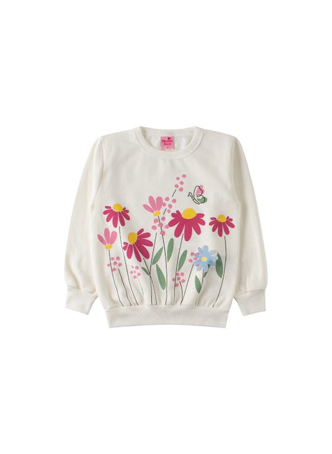 conjunto infantil feminino moletom peluciado flores menina doce 2