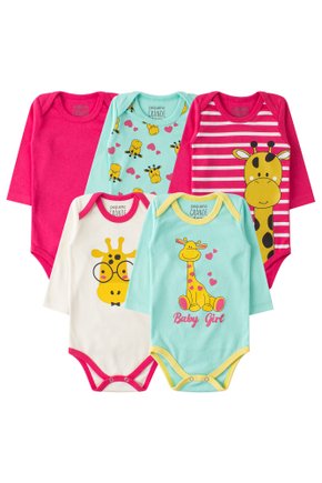 Kit Body Bebê 5 Peças Suedine Baby Girl - Pequeno Big Amor