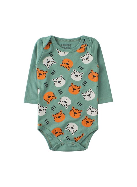 kit body bebe 5 pecas suedine tiger pequeno big amor 5