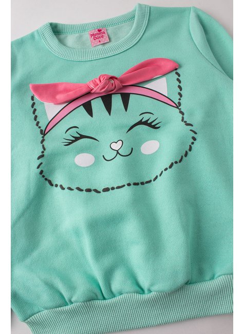 conjunto infantil feminino moletom peluciadosuplex sublimado peluciado cat menina doce 4