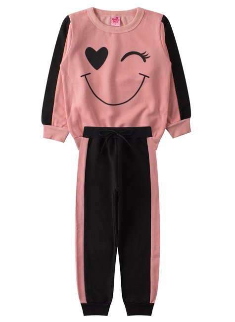 conjunto infantil feminino moletom peluciado happy menina doce