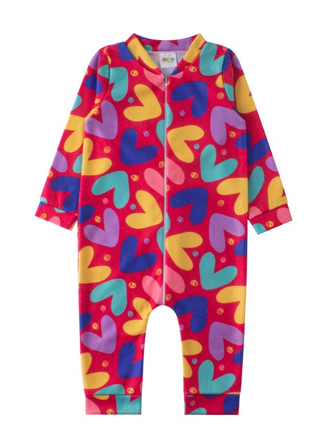 macacao infantil feminino soft coracoes menina doce