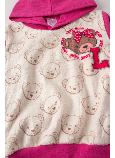 conjunto infantil feminino moletom peluciado love bear menina doce 9