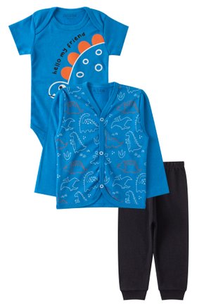 Kit Body Bebê e Casaquinho 3 Peças Suedine Dino - Freedom