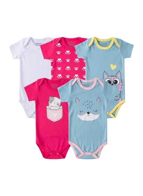 kit body bebe 5 pecas suedine cat pequeno big amor