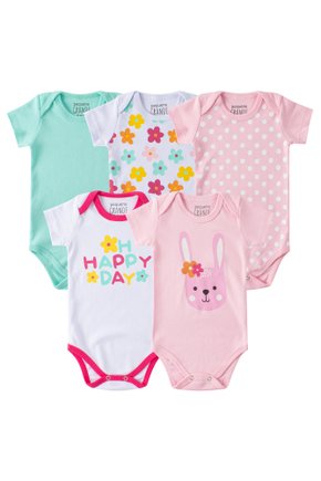 Kit Body Bebê 5 Peças Suedine Happy Day - Pequeno Big Amor