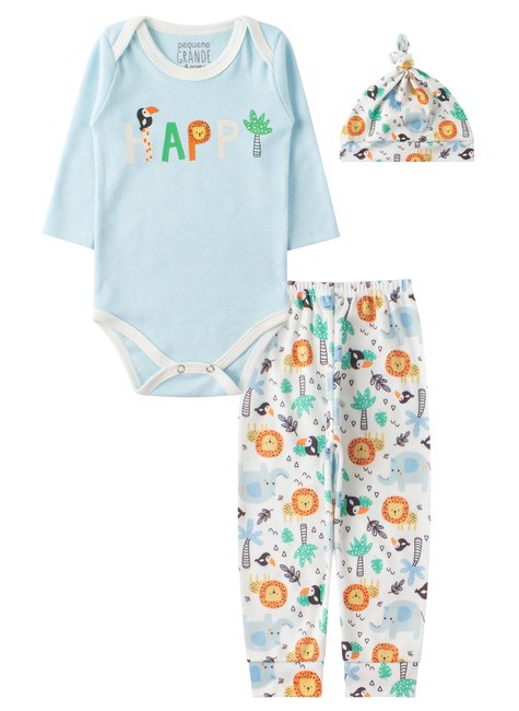 kit body bebe 3 pecas suedinesuedine sublimado happy pequeno big amor