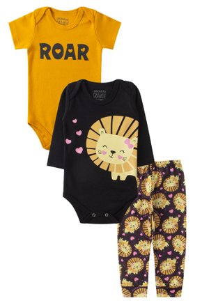 Kit Body Bebê 3 Peças Suedine/Suedine Sublimado Lion - Pequeno Big Amor