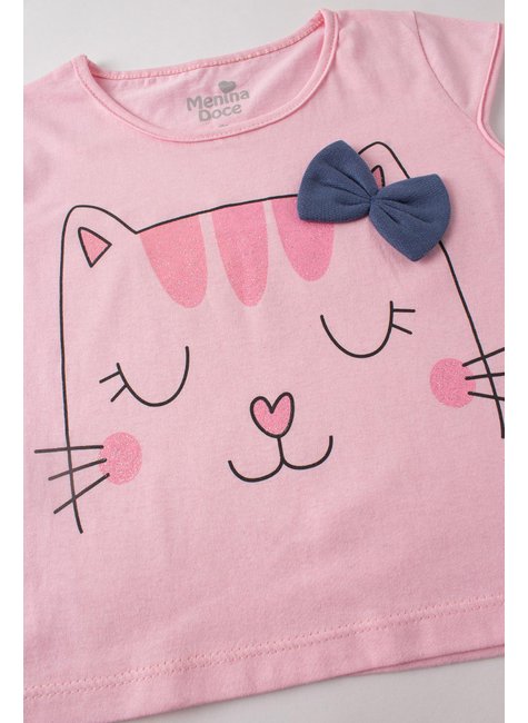conjunto infantil feminino meia malhamoletinho cat menina doce 9