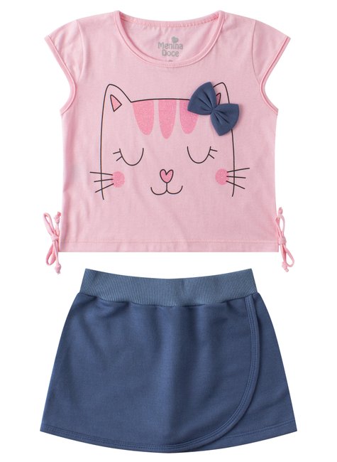 conjunto infantil feminino meia malhamoletinho cat menina doce 6