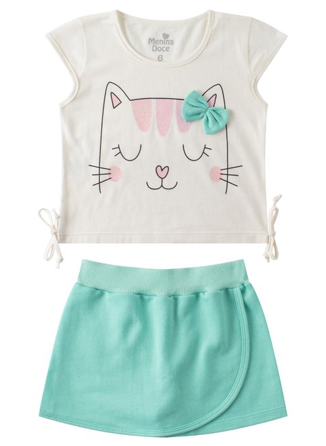 conjunto infantil feminino meia malhamoletinho cat menina doce 11