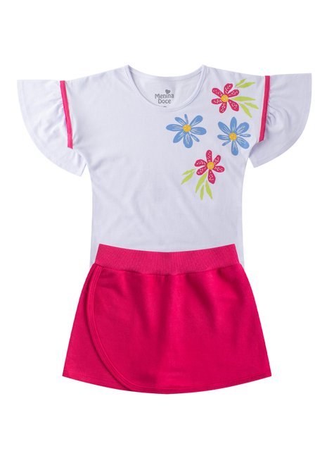 conjunto infantil feminino meia malhamoletinho flores menina doce