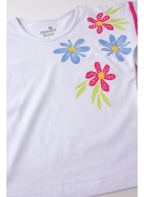 conjunto infantil feminino meia malhamoletinho flores menina doce 2