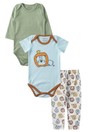 Kit Body Bebê 3 Peças Suedine/Suedine Sublimado Lion - Pequeno Big Amor