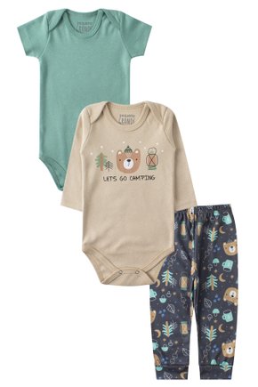 Kit Body Bebê 3 Peças Suedine/Suedine Sublimado Camping - Pequeno Big Amor