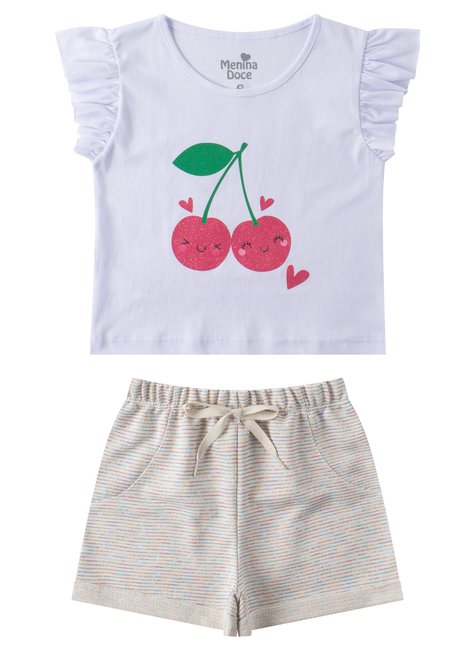 conjunto infantil feminino meia malhamoletinho cherry menina doce 6