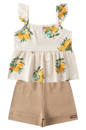 Conjunto Infantil Feminino Suplex Sublimado/Moletinho Lemon - Menina Doce