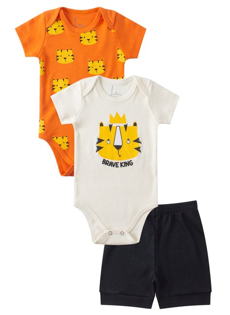 kit body bebe 3 pecas suedine brave king leninha baby