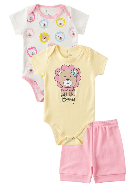 kit body bebe 3 pecas suedine cute baby leninha baby