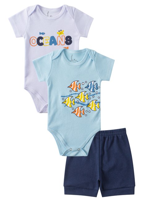 kit body bebe 3 pecas suedine oceans leninha baby