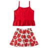 conjunto infantil feminino meia malhasuplex sublimado strawberries menina doce