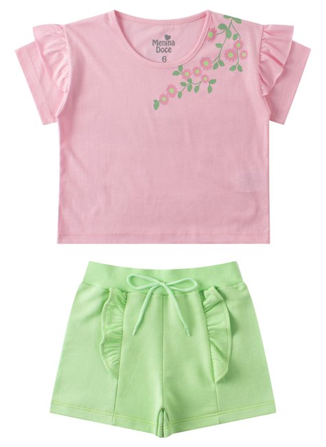 conjunto infantil feminino meia malhamoletinho florzinhas menina doce 6