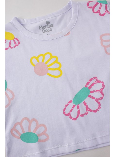 conjunto infantil feminino meia malhamoletinho florzinhas menina doce 9