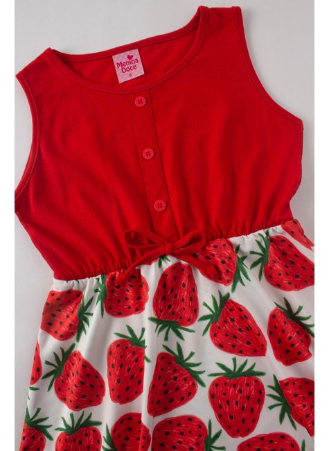 vestido infantil feminino meia malhasuplex sublimado morangos menina doce 2