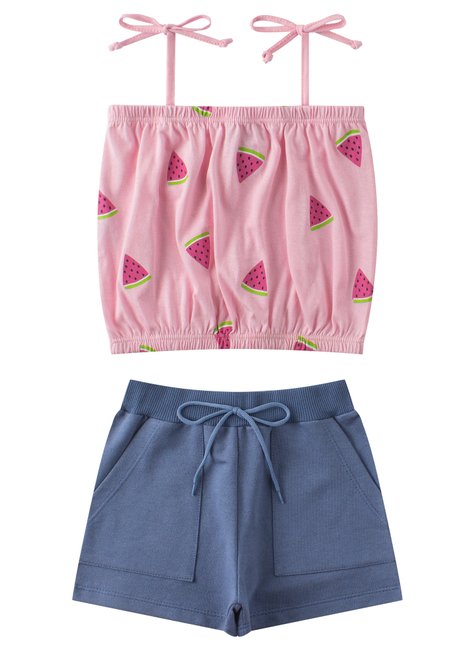 conjunto infantil feminino meia malhamoletinho watermelon menina doce