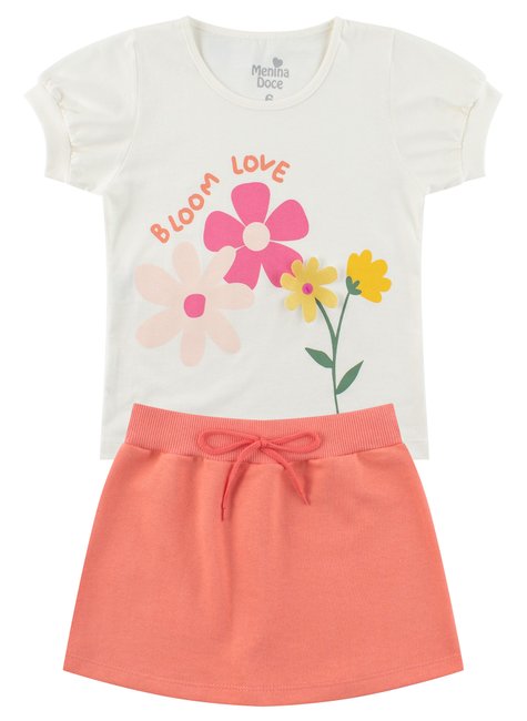 conjunto infantil feminino meia malhamoletinho bloom love menina doce