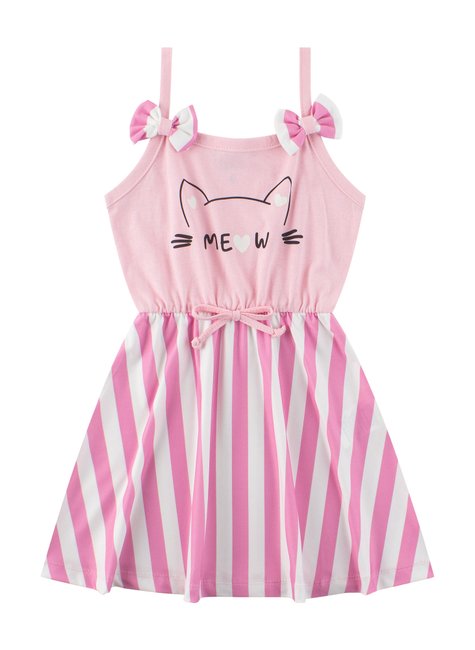 vestido infantil feminino meia malhasuplex sublimado meow menina doce