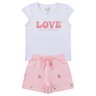 conjunto infantil feminino meia malhamoletinho love strawberry menina doce