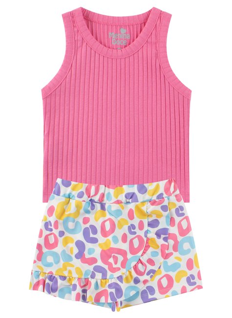 conjunto infantil feminino ribana caneladasuplex sublimado pretty menina doce
