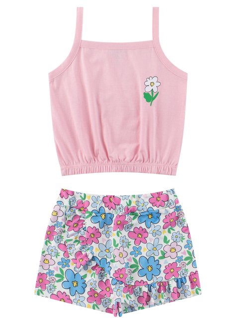 conjunto infantil feminino meia malhasuplex sublimado flor menina doce