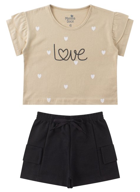 conjunto infantil feminino meia malhamoletinho love menina doce