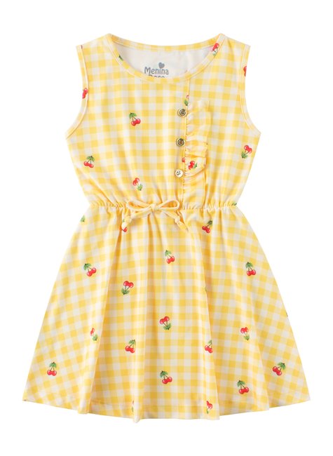 vestido infantil feminino suplex sublimado cherry menina doce