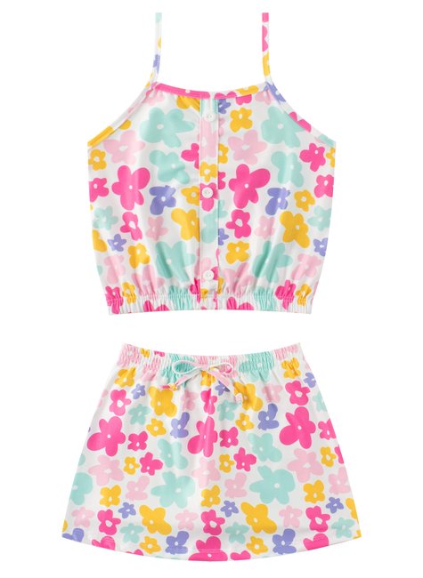 conjunto infantil feminino suplex sublimado floral menina doce