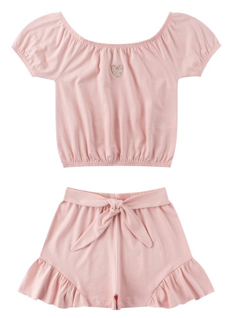 conjunto infantil feminino meia malha heart menina doce 6
