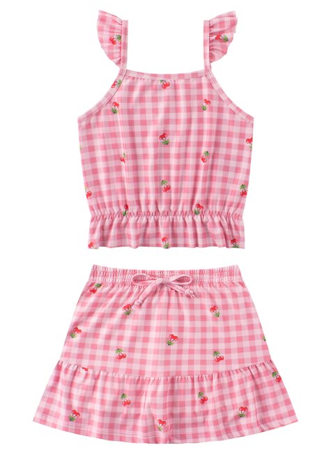 conjunto infantil feminino suplex sublimado cerejas menina doce 6