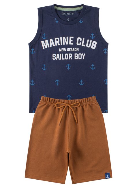 conjunto infantil masculino meia malhamoletinho marine club mino s