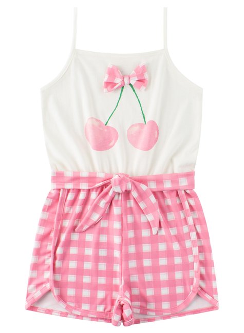 macacao infantil feminino meia malhasuplex sublimado cherry menina doce