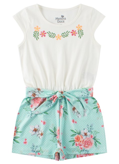 macacao infantil feminino meia malhasuplex sublimado florzinhas menina doce
