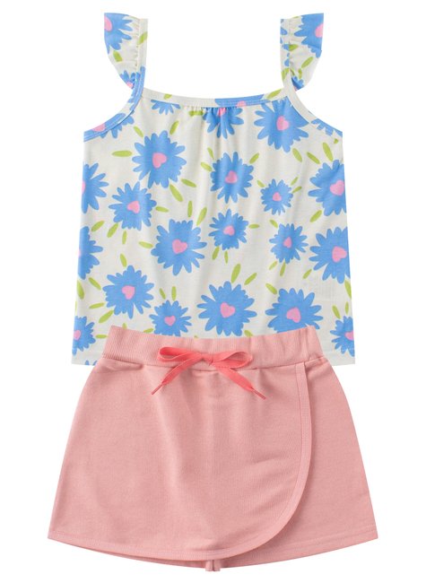 conjunto infantil feminino meia malha rotativamoletinho flowers menina doce 6