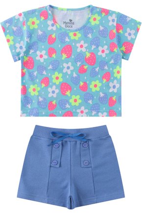 Conjunto Infantil Feminino Meia Malha Rotativa/Moletinho Divertida - Menina Doce