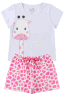 pijama infantil feminino meia malhasuplex sublimado girafa menina doce