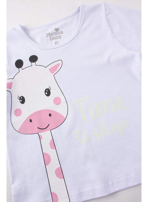 pijama infantil feminino meia malhasuplex sublimado girafa menina doce 4